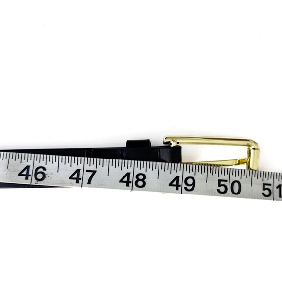 Adolfo Dominguez Black Leather Belt with Gold Buckles - length 50.5" - Picture 4 of 6